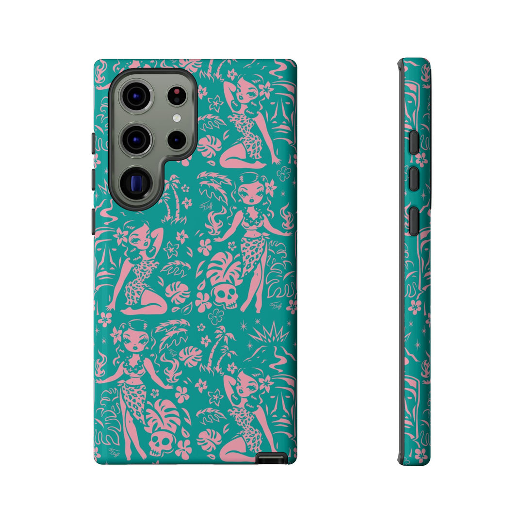 Tiki Temptress - Aqua and Pink • Tough Phone Case