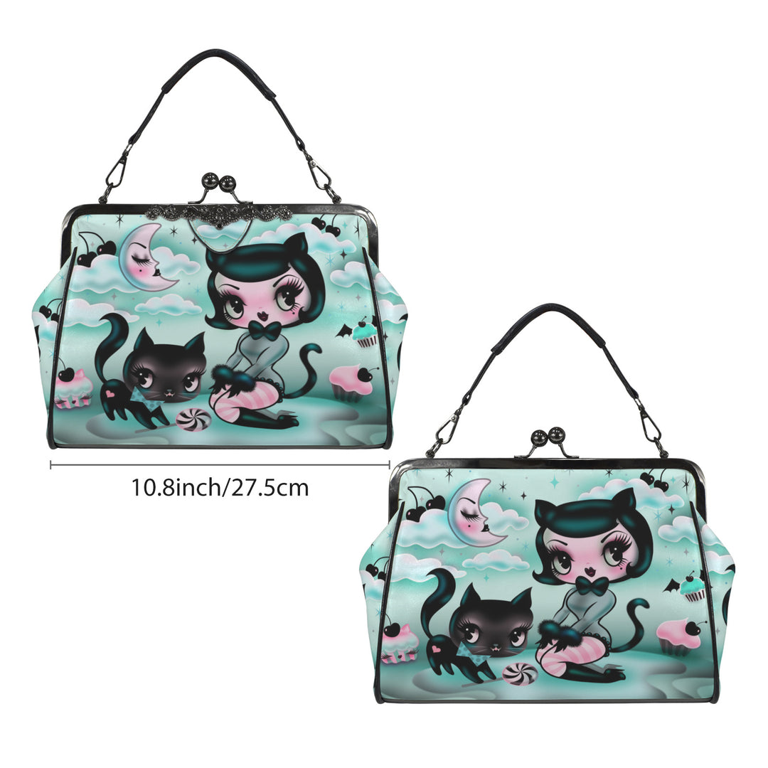Kitten Doll with Cupcakes • Kiss Lock Purse