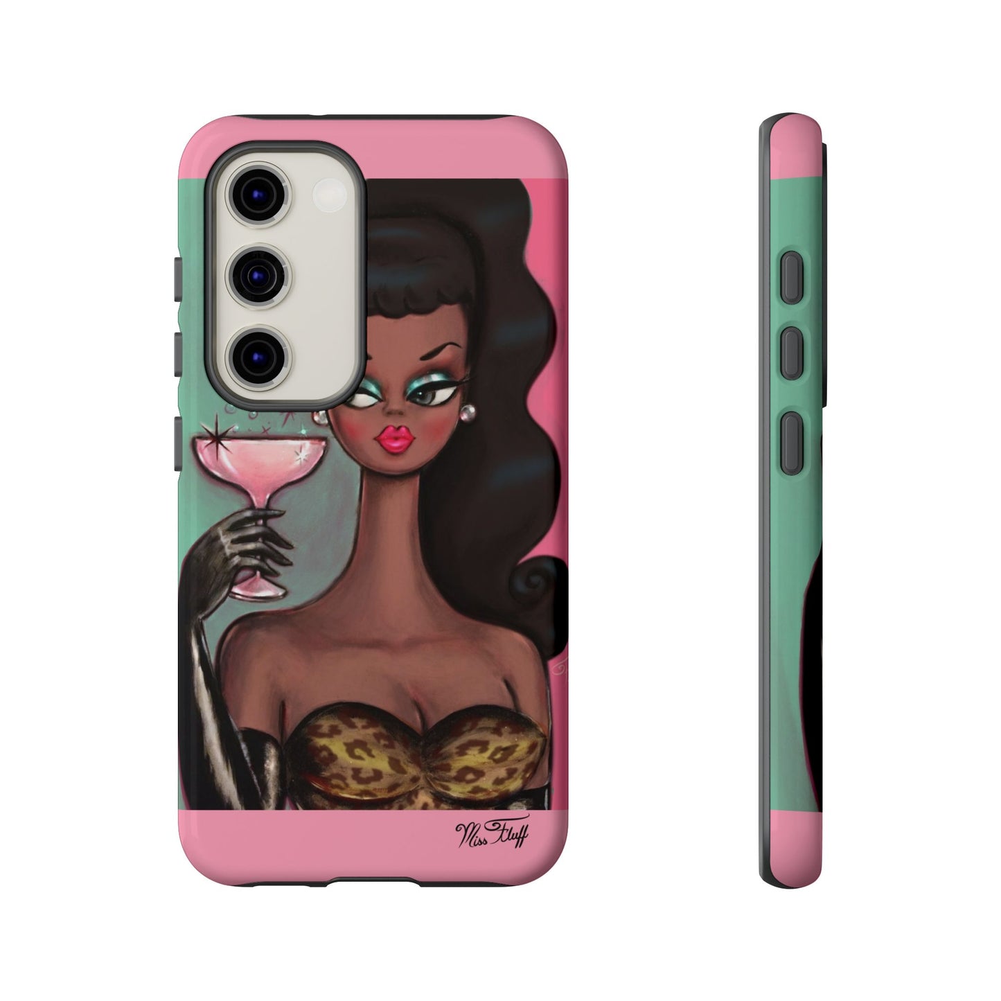 Brunette with Pink Champagne • Tough Phone Case