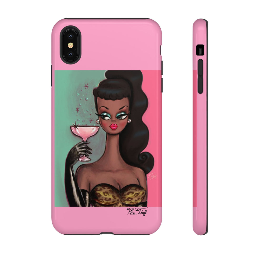 Brunette with Pink Champagne • Tough Phone Case