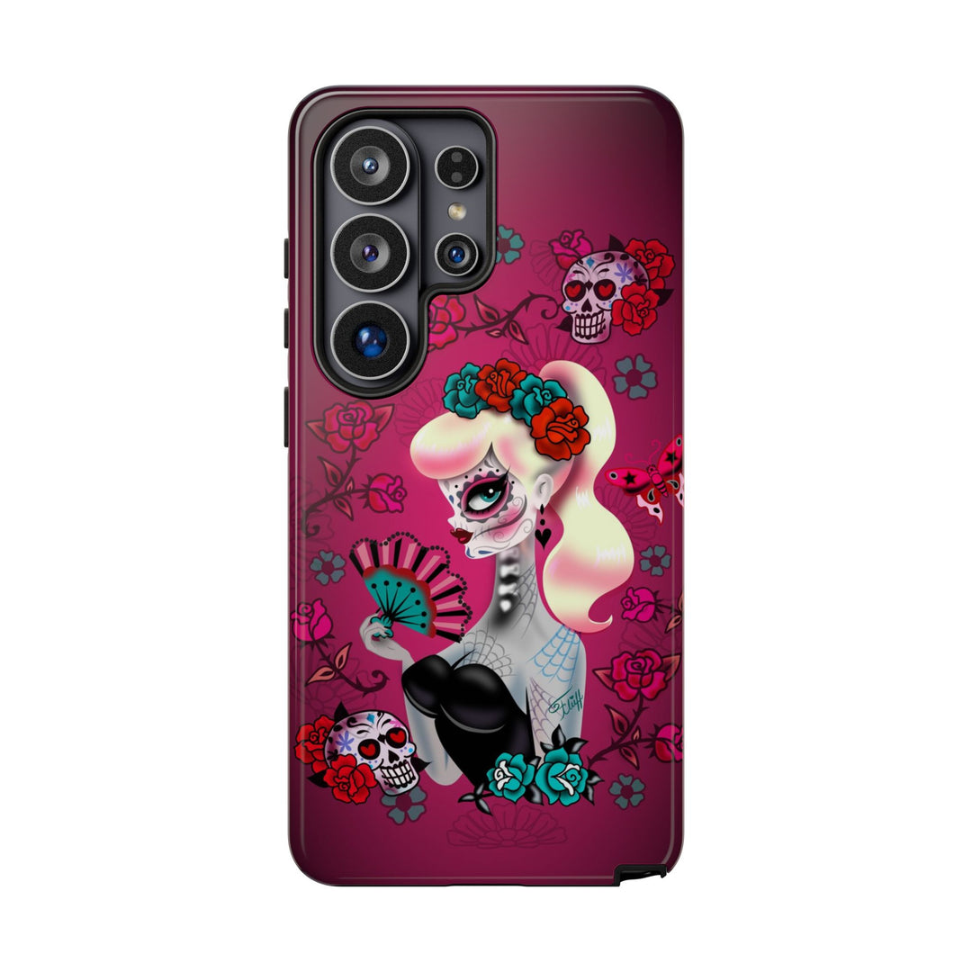 Blonde Sugar Skull Pinup Girl • Tough Phone Case
