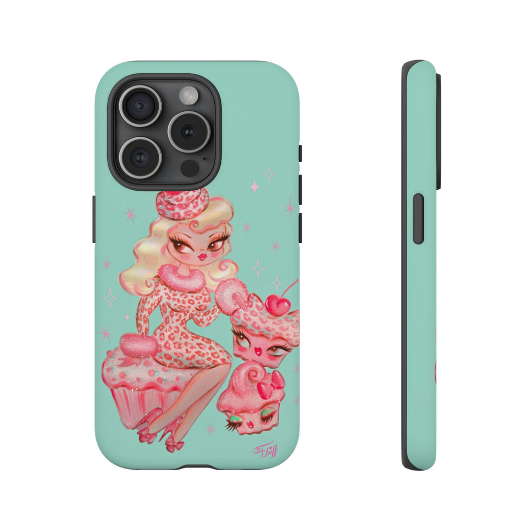 Leopard and Pink Cupcake Girl • Tough Phone Case