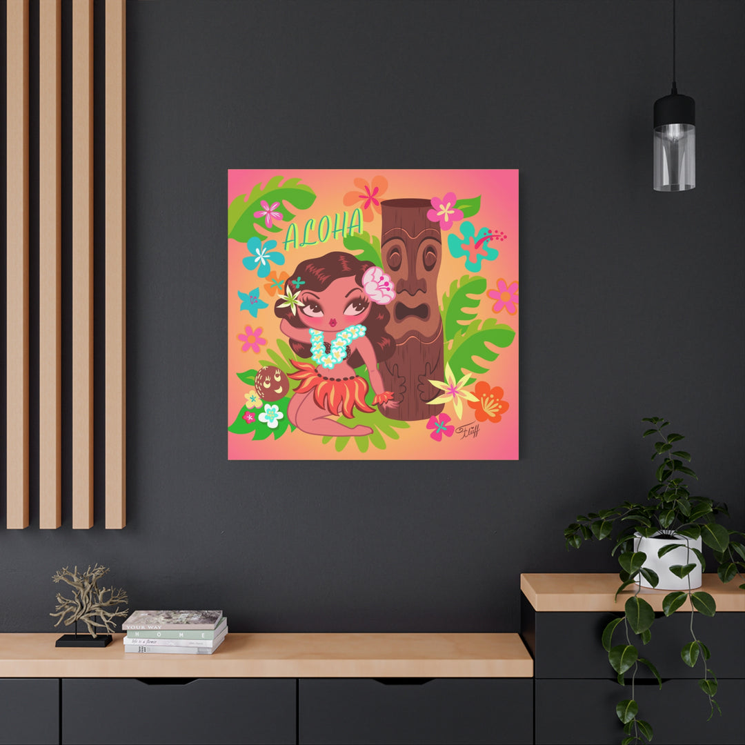 Hula Cutie with Tiki • Canvas Gallery Wrap