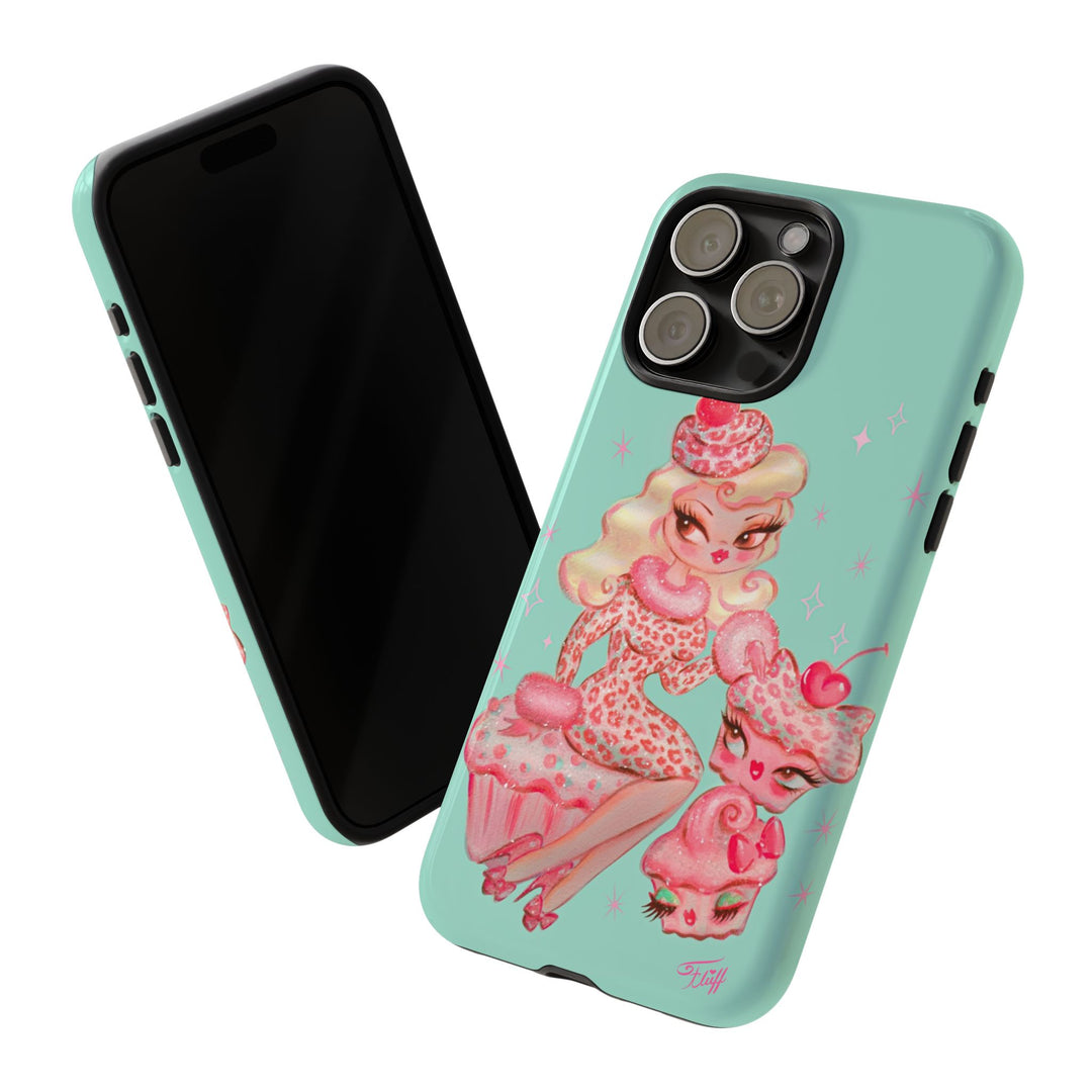 Leopard and Pink Cupcake Girl • Tough Phone Case