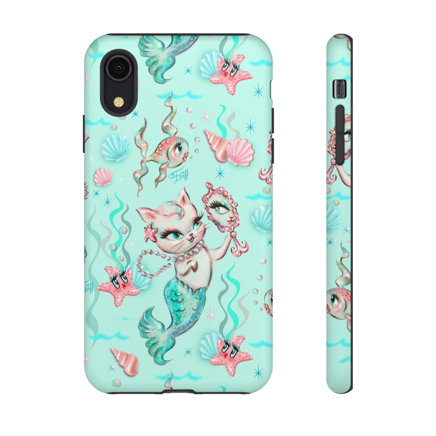 Merkitten with Pearls Aqua • Tough Phone Case