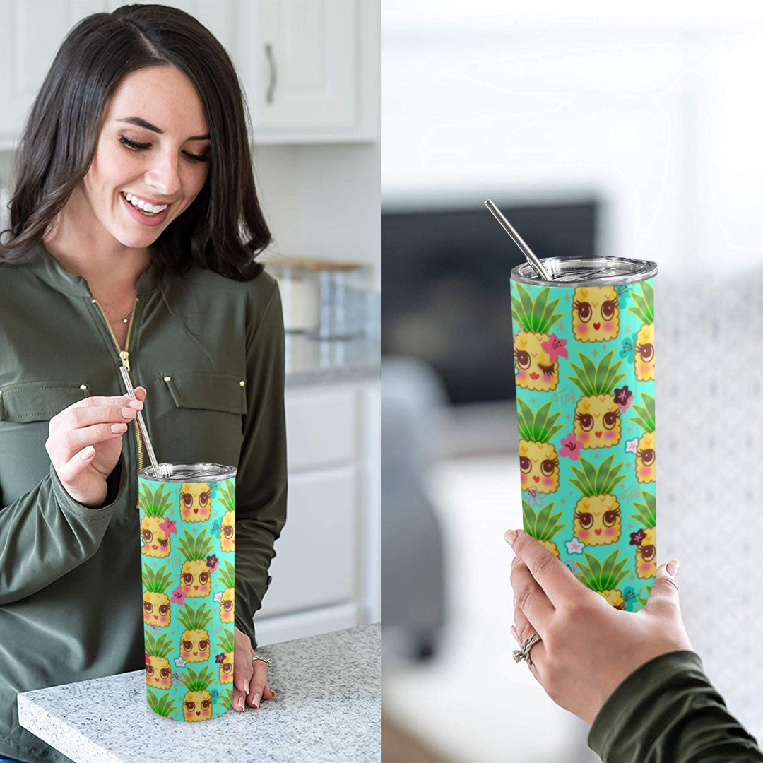 Happy Pineapples Aqua • Tall Tumbler 20oz