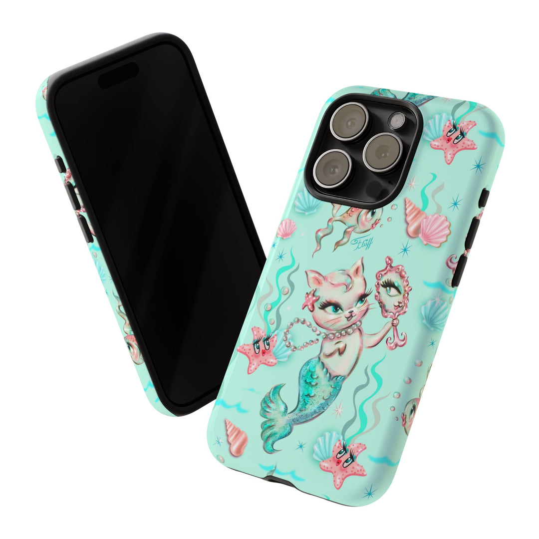 Merkitten with Pearls Aqua • Tough Phone Case