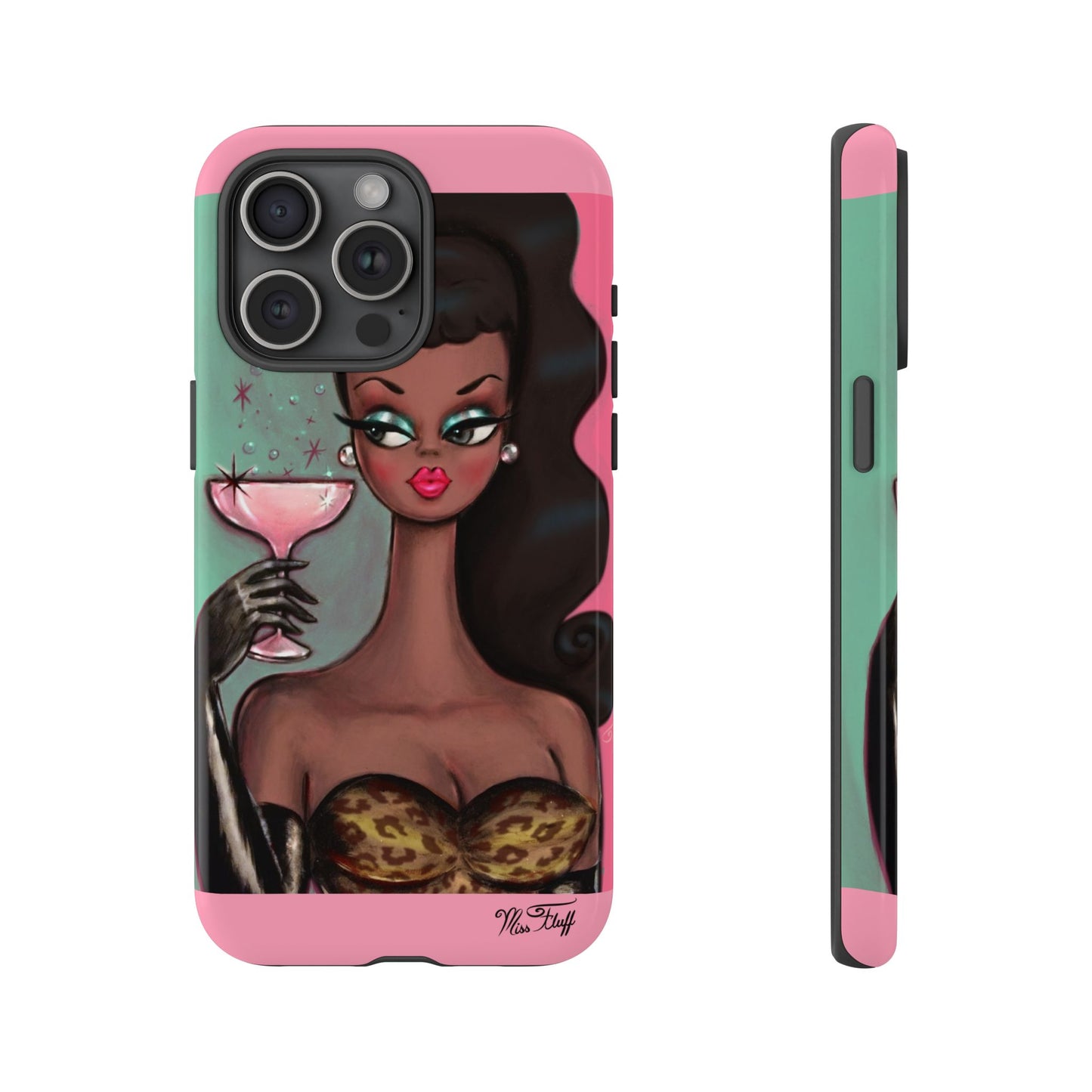 Brunette with Pink Champagne • Tough Phone Case