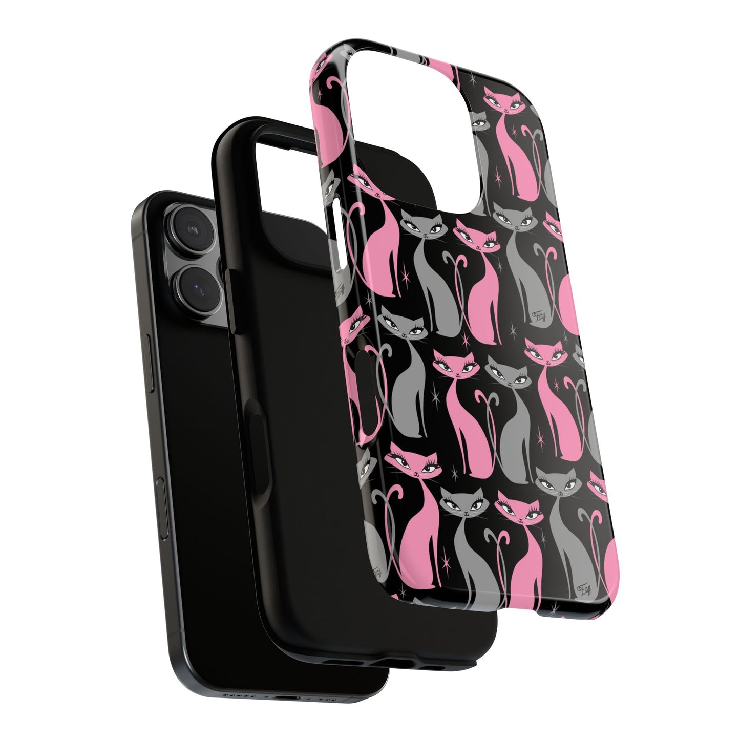 Mod Love Cats on Black • Tough Phone Case