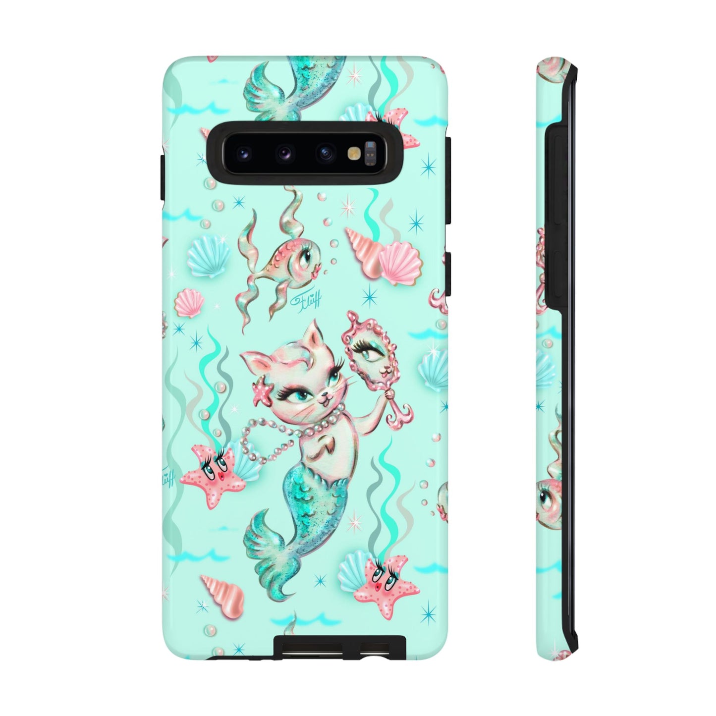 Merkitten with Pearls Aqua • Tough Phone Case