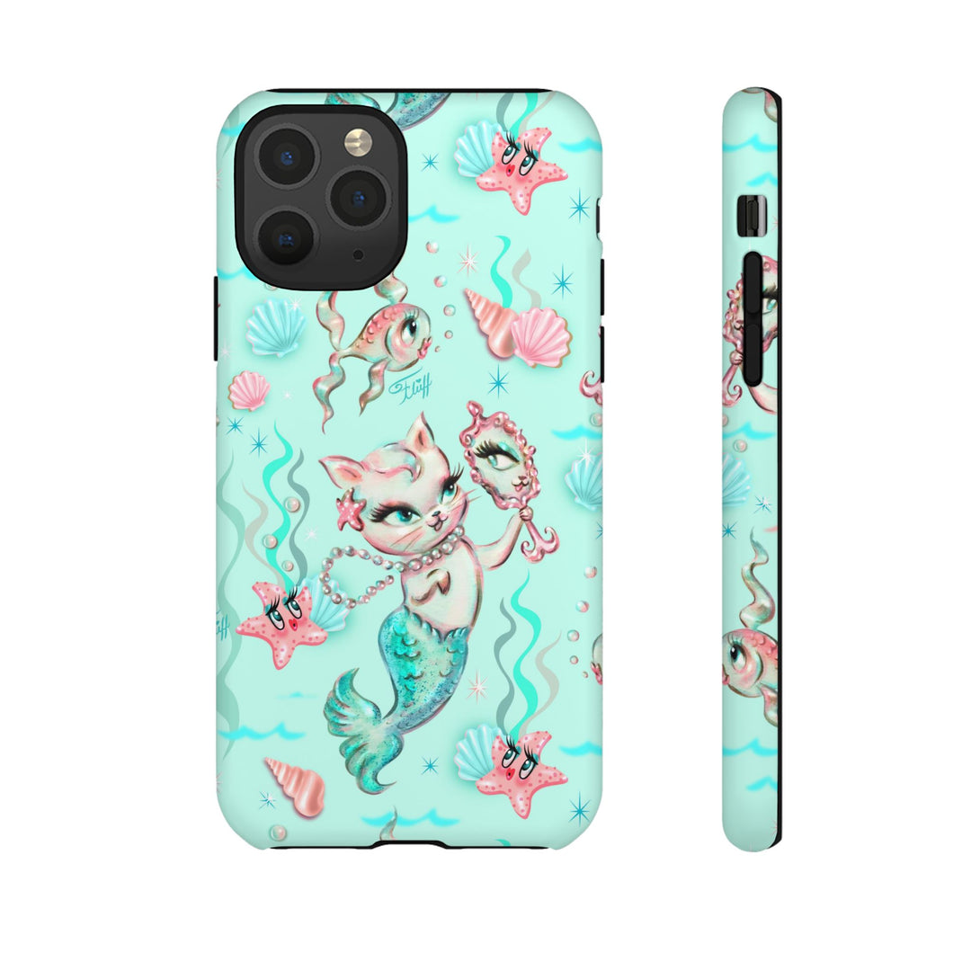 Merkitten with Pearls Aqua • Tough Phone Case