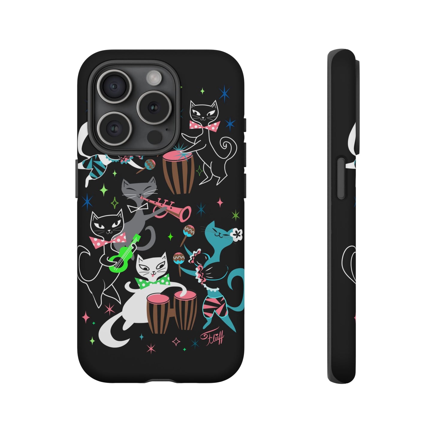 Mambo Kitties Band on Black • Tough Phone Case