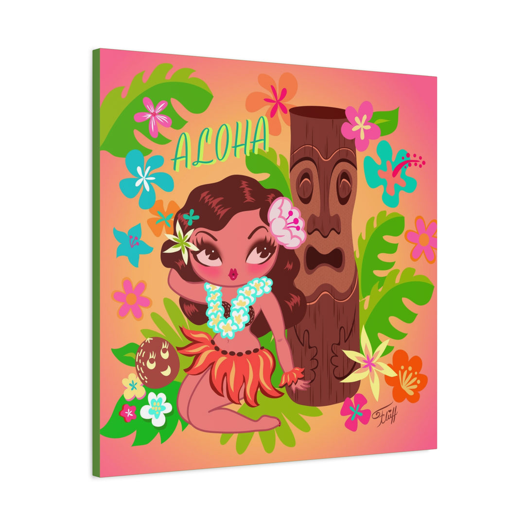 Hula Cutie with Tiki • Canvas Gallery Wrap