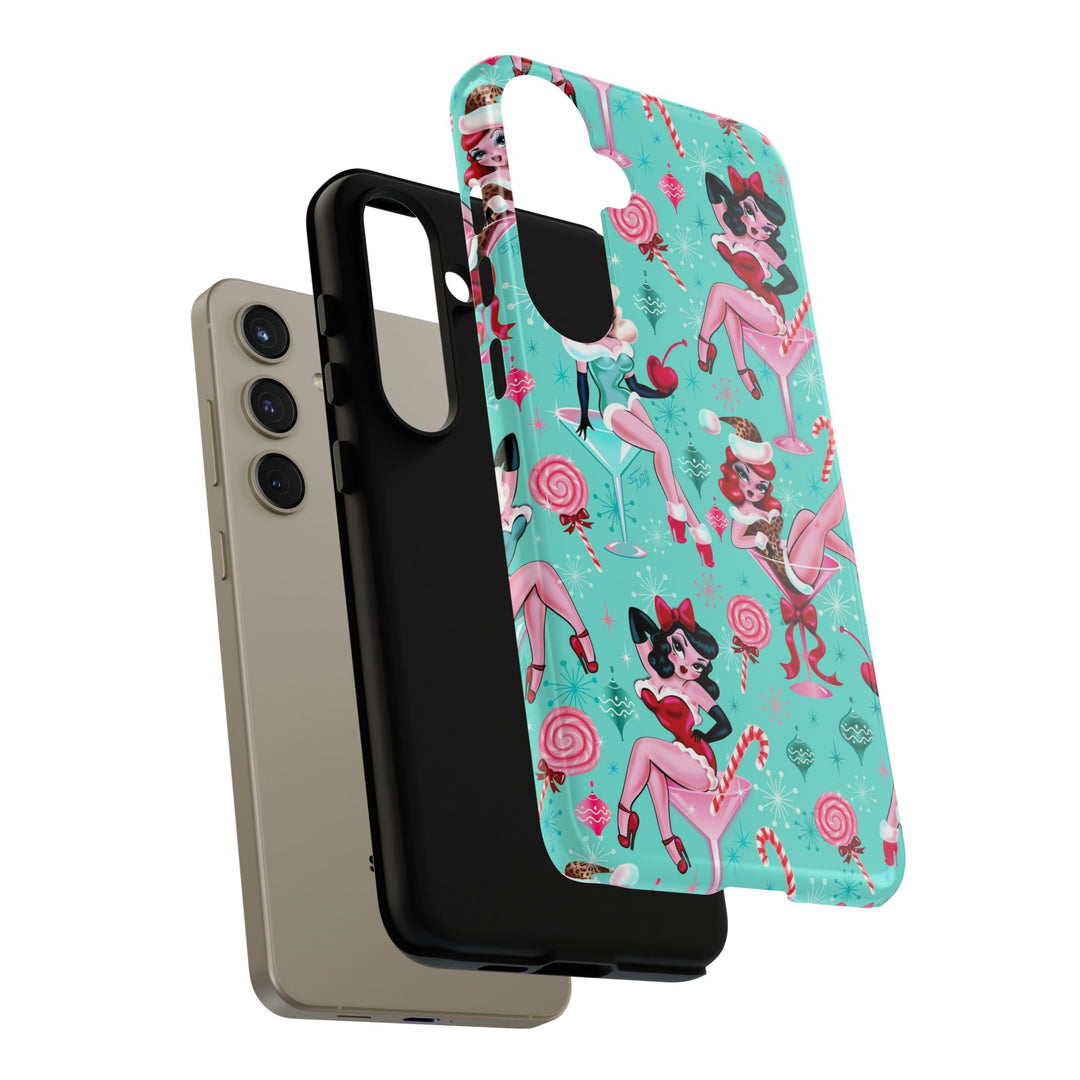 Christmas Candy Martini Pinup Girls • Tough Phone Case