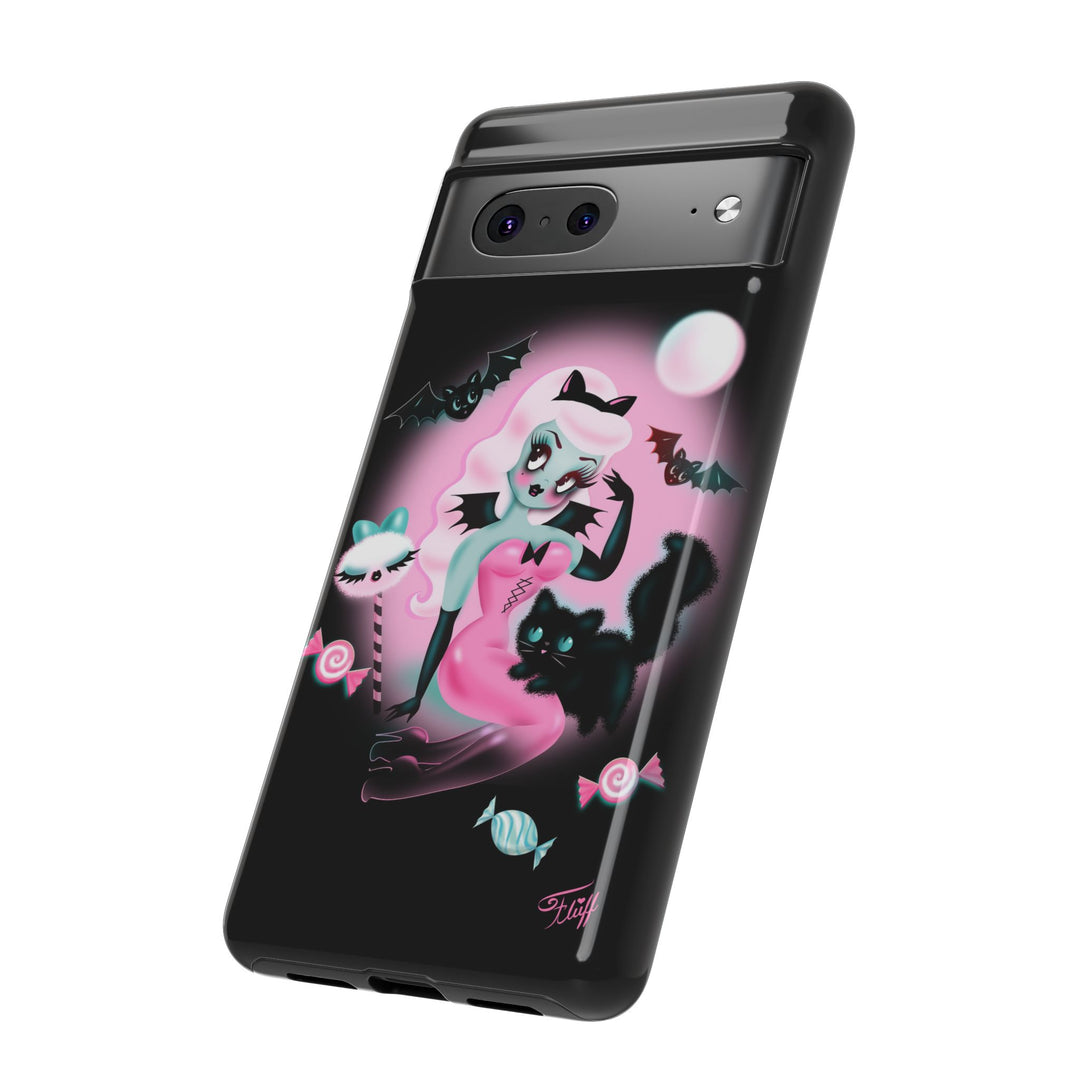 Pastel Candy Vampire with Kitty on Black • Tough Phone Case