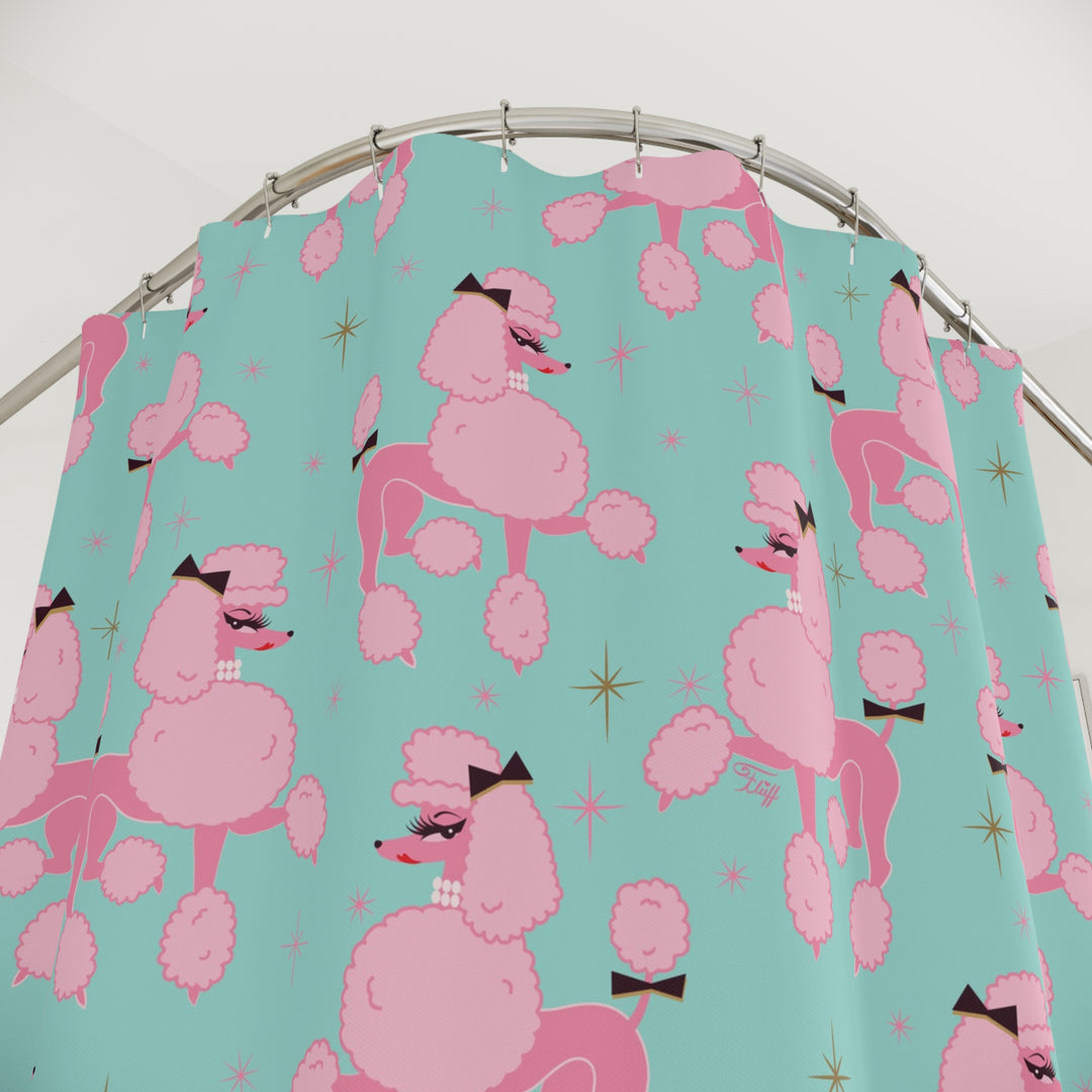 Penelope Pink Prancing Poodles • Shower Curtain