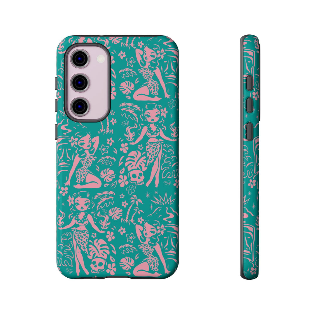 Tiki Temptress - Aqua and Pink • Tough Phone Case