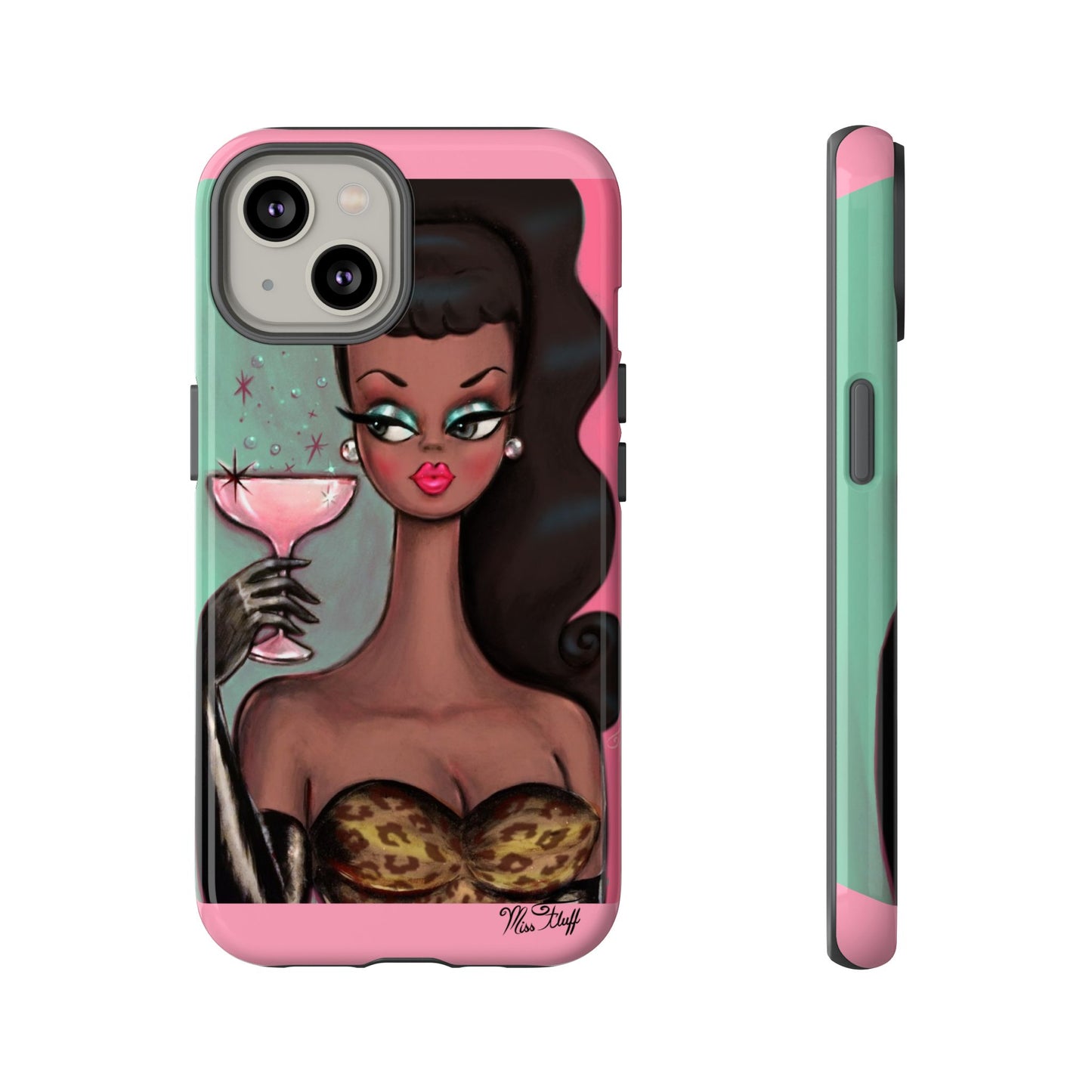 Brunette with Pink Champagne • Tough Phone Case