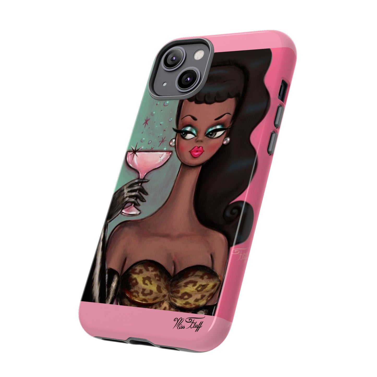 Brunette with Pink Champagne • Tough Phone Case