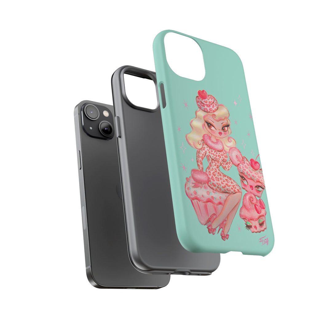 Leopard and Pink Cupcake Girl • Tough Phone Case