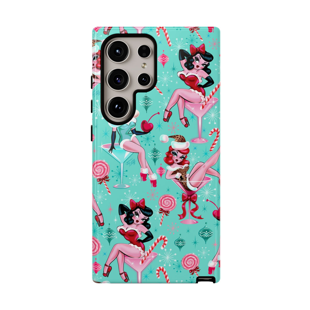 Christmas Candy Martini Pinup Girls • Tough Phone Case
