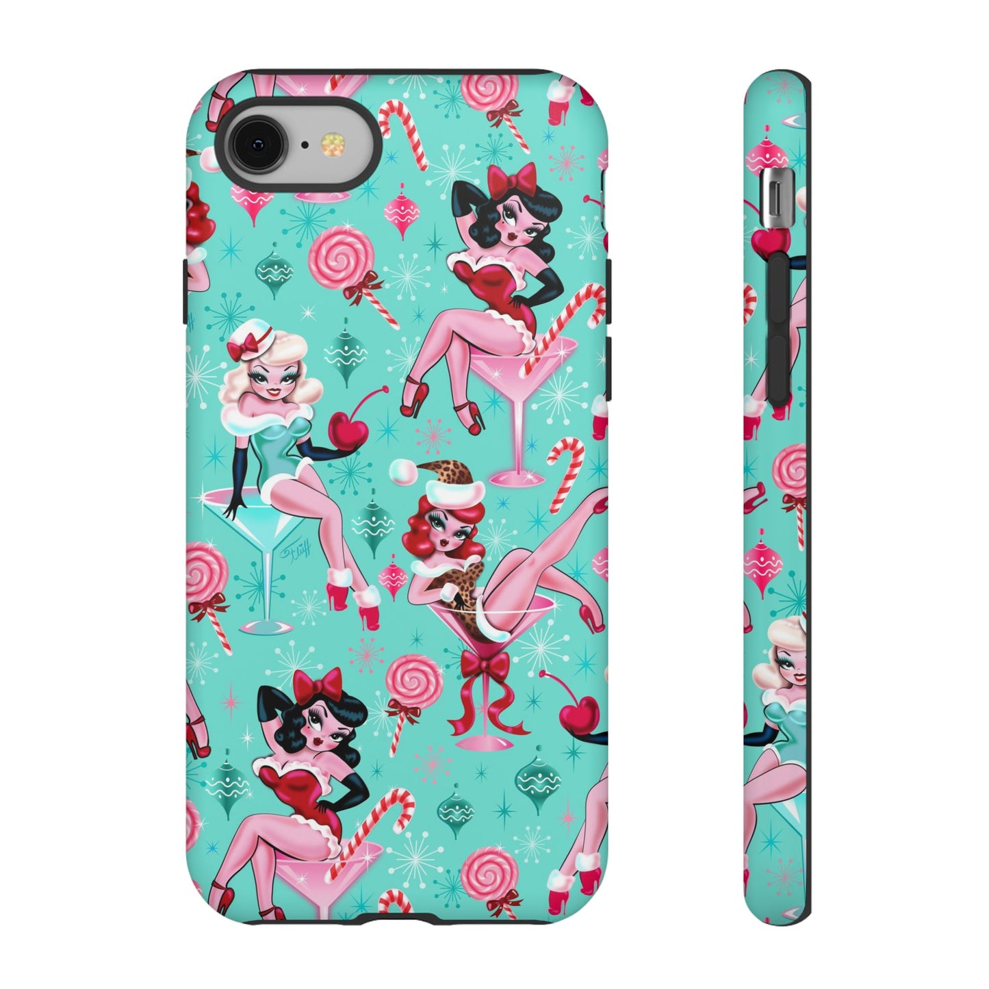 Christmas Candy Martini Pinup Girls • Tough Phone Case