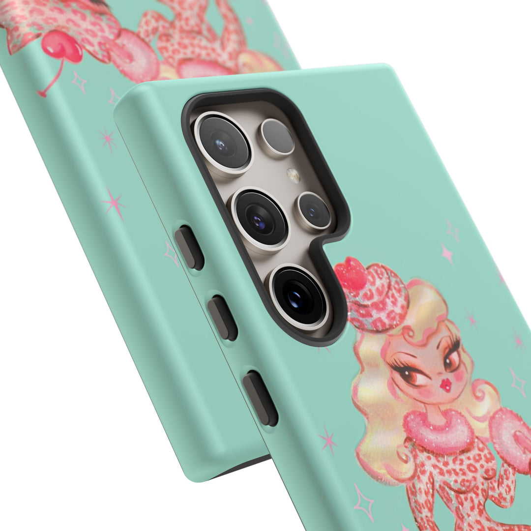 Leopard and Pink Cupcake Girl • Tough Phone Case