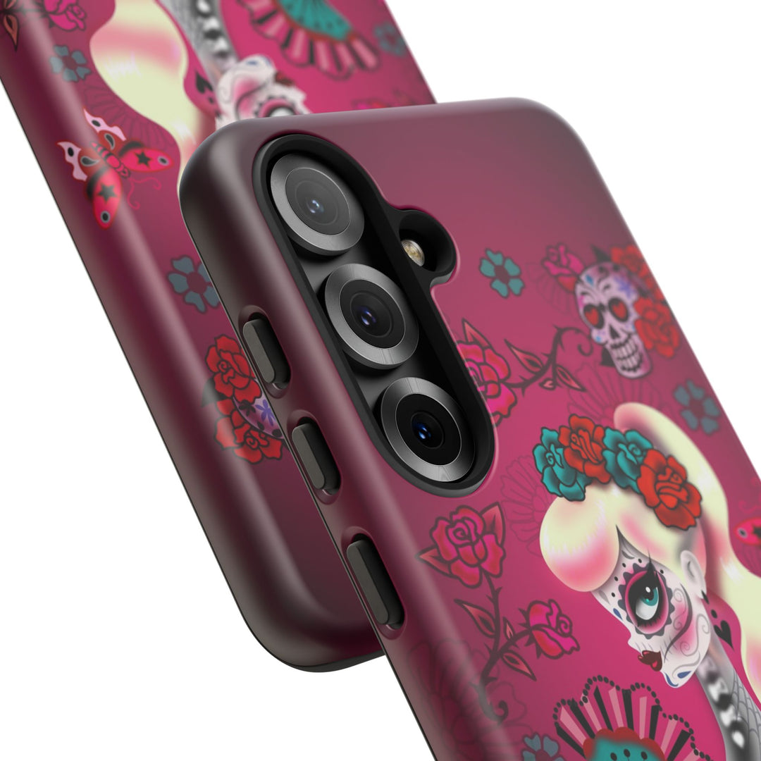 Blonde Sugar Skull Pinup Girl • Tough Phone Case