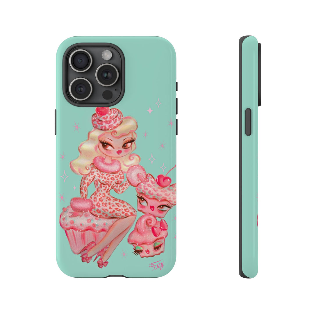 Leopard and Pink Cupcake Girl • Tough Phone Case