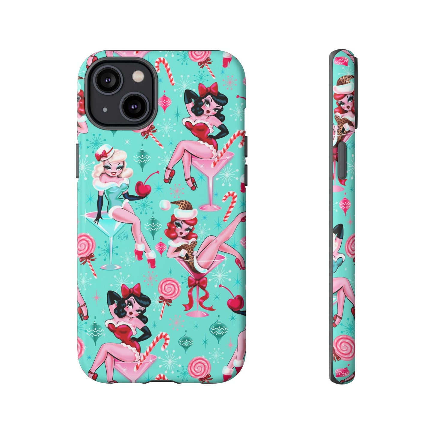 Christmas Candy Martini Pinup Girls • Tough Phone Case