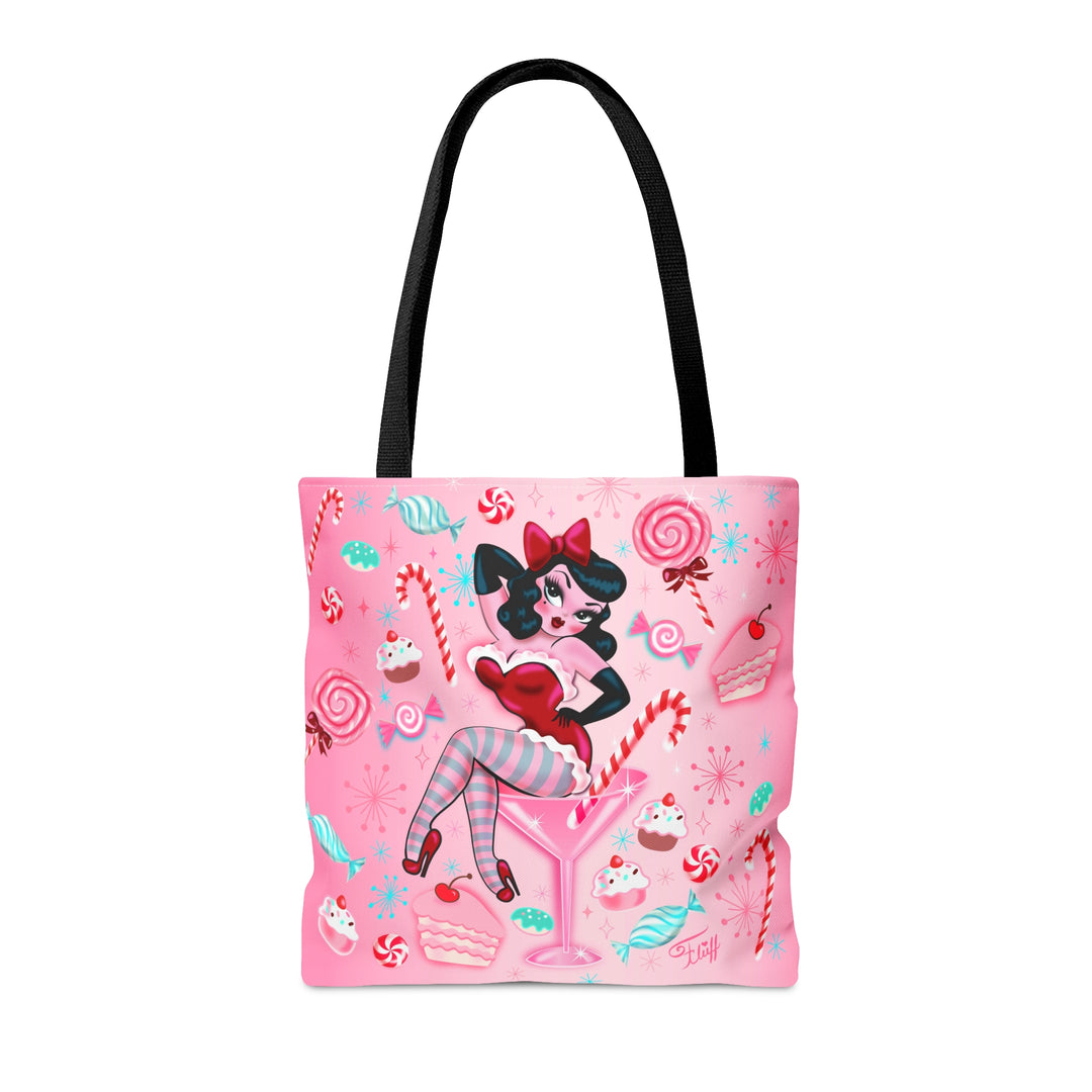 Candy Cane Martini Girl • Tote Bag