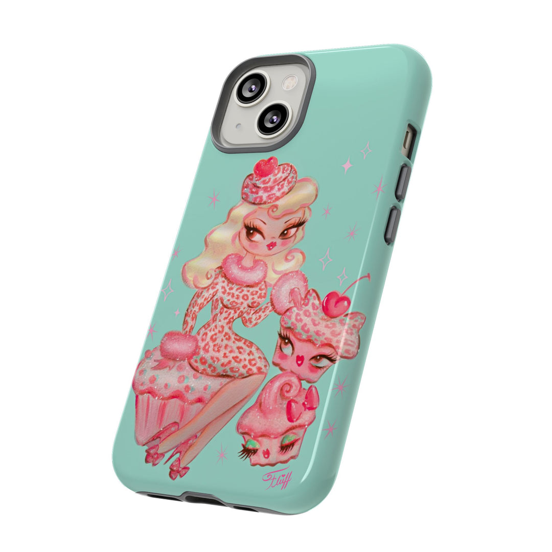 Leopard and Pink Cupcake Girl • Tough Phone Case