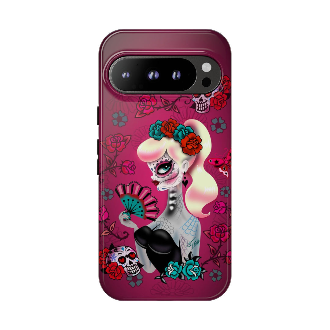 Blonde Sugar Skull Pinup Girl • Tough Phone Case