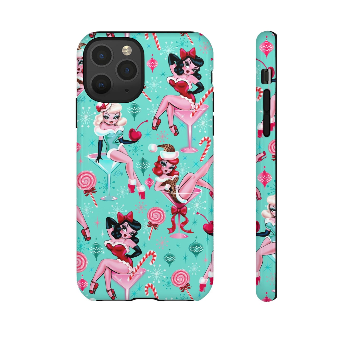 Christmas Candy Martini Pinup Girls • Tough Phone Case