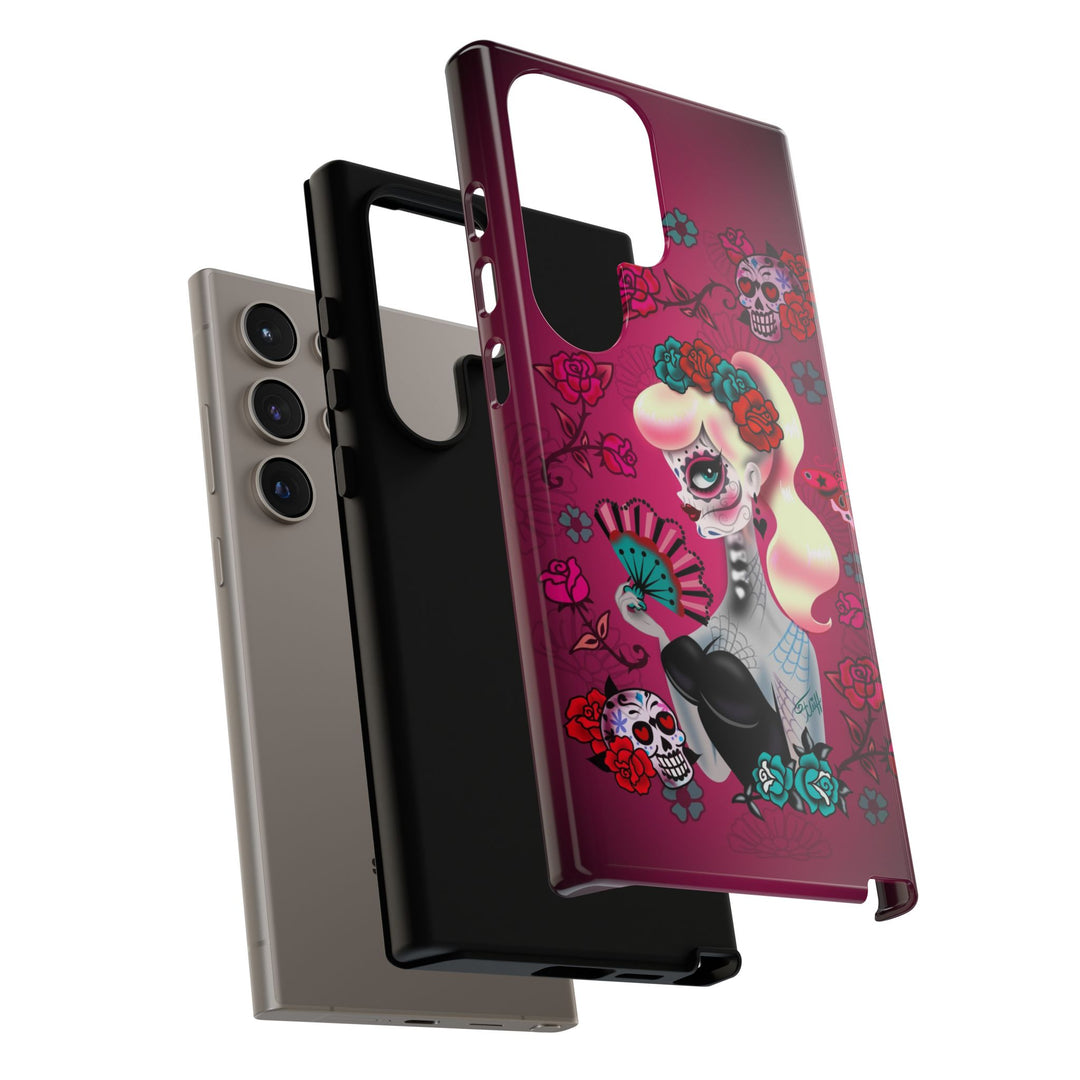 Blonde Sugar Skull Pinup Girl • Tough Phone Case