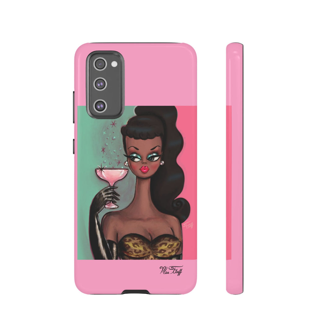 Brunette with Pink Champagne • Tough Phone Case
