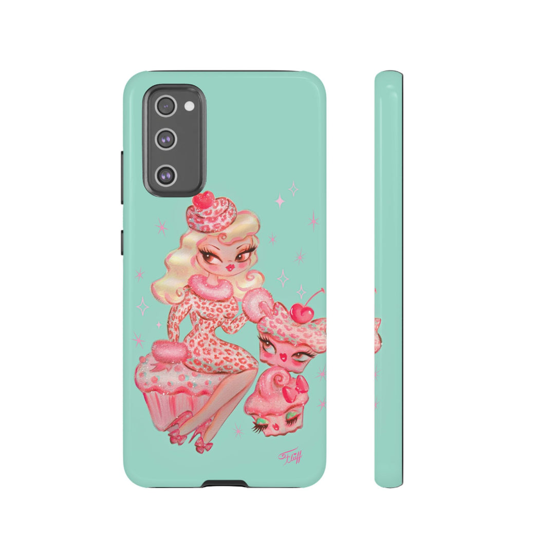 Leopard and Pink Cupcake Girl • Tough Phone Case