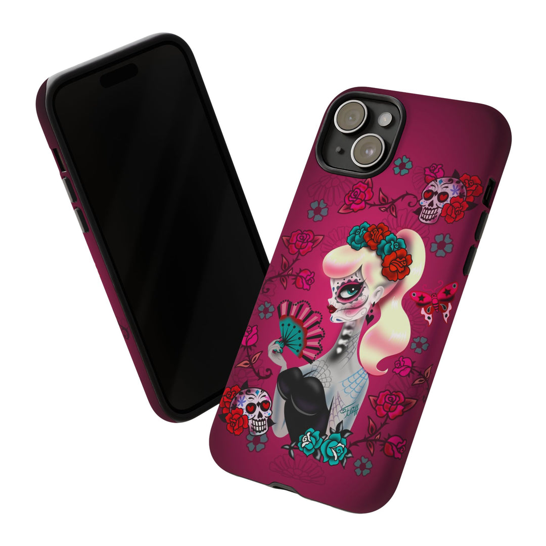 Blonde Sugar Skull Pinup Girl • Tough Phone Case