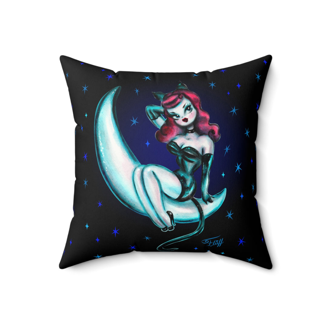 Kitten on the Moon • Faux Suede Pillow