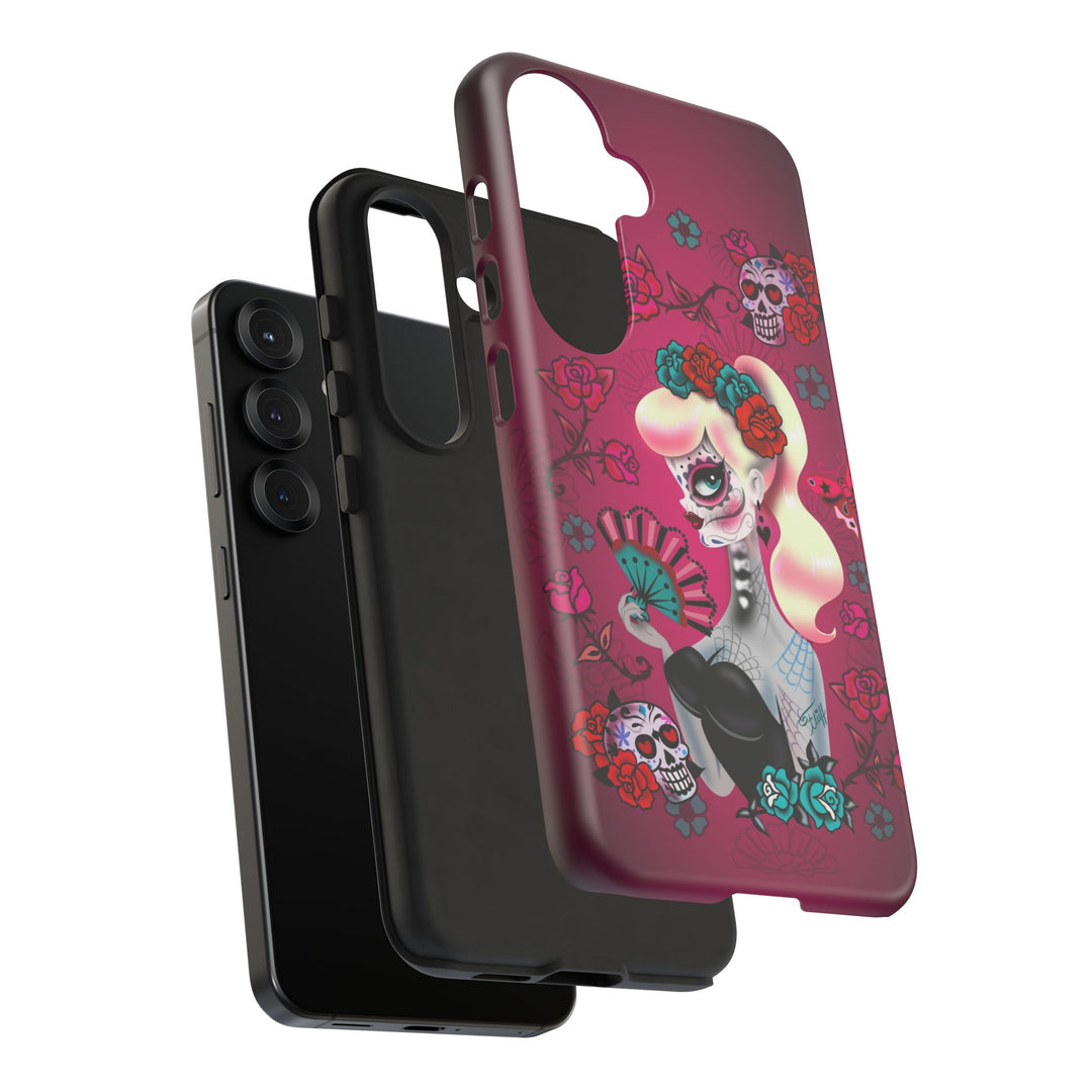 Blonde Sugar Skull Pinup Girl • Tough Phone Case