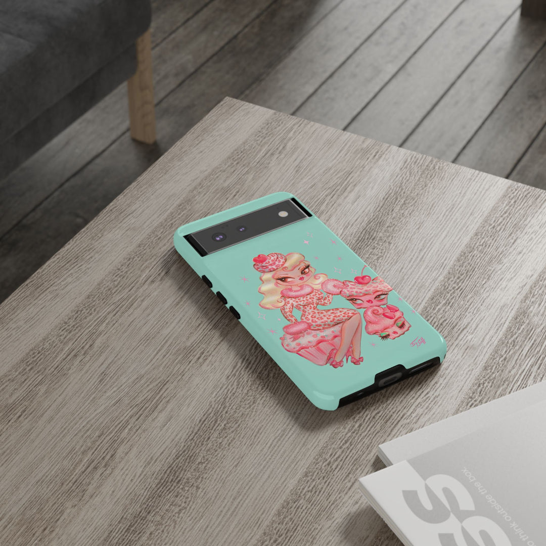 Leopard and Pink Cupcake Girl • Tough Phone Case