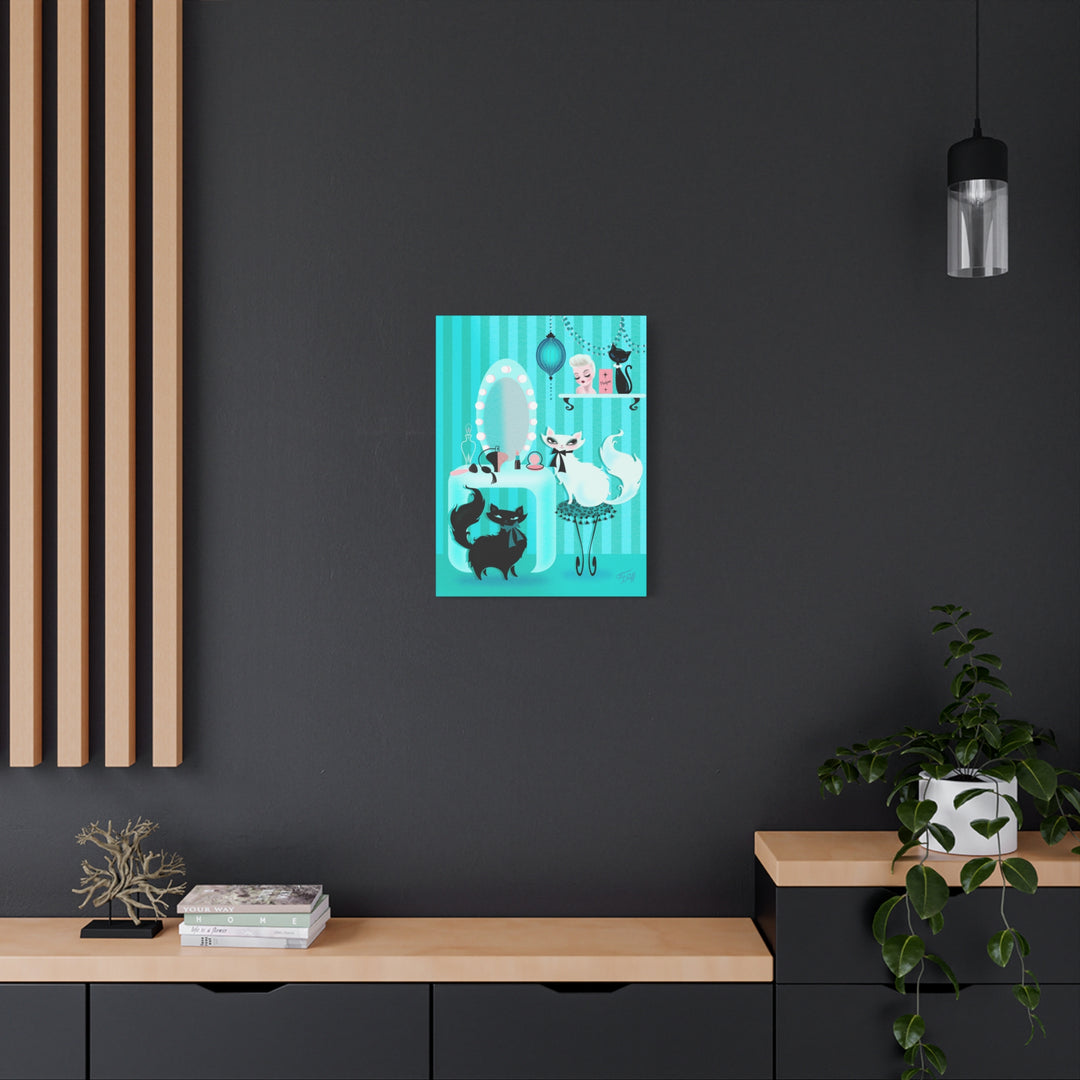 Kitties in the Boudoir Mint • Canvas Gallery Wrap