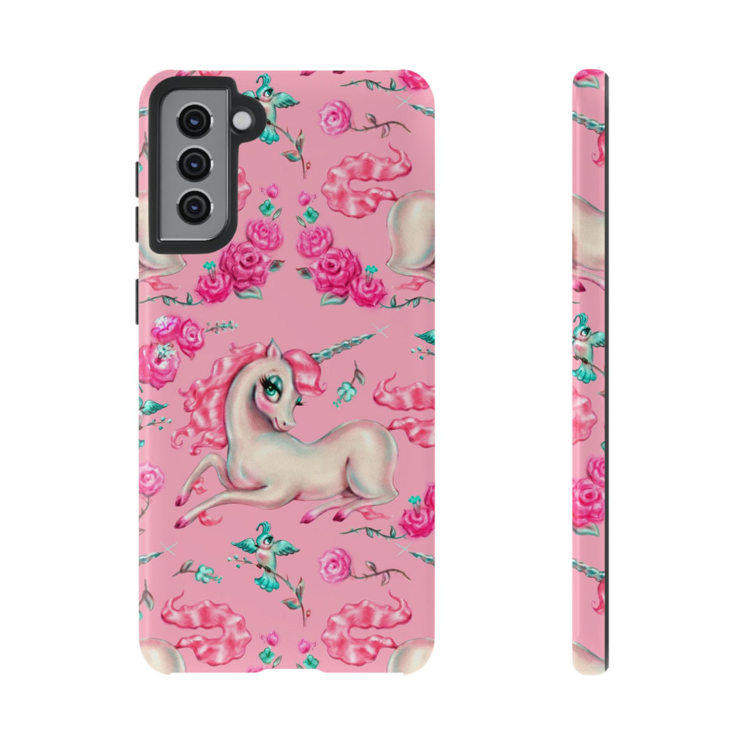 Unicorns and Roses on Pink • Tough Phone Case