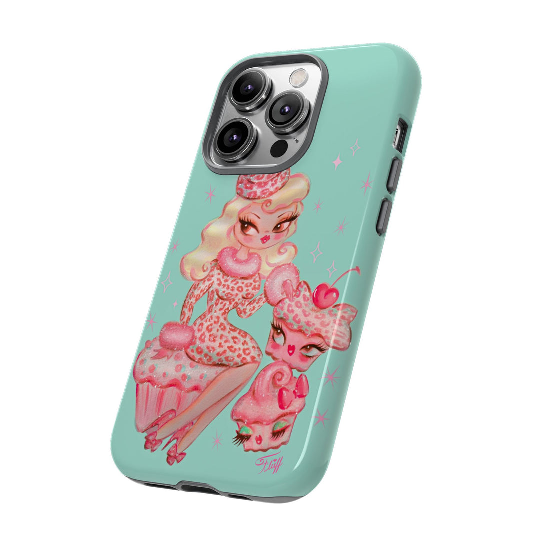 Leopard and Pink Cupcake Girl • Tough Phone Case