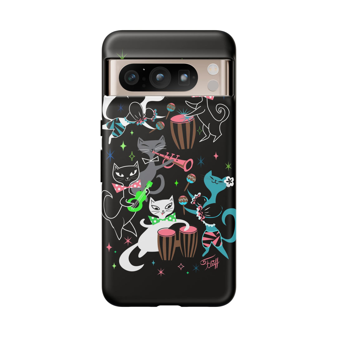 Mambo Kitties Band on Black • Tough Phone Case