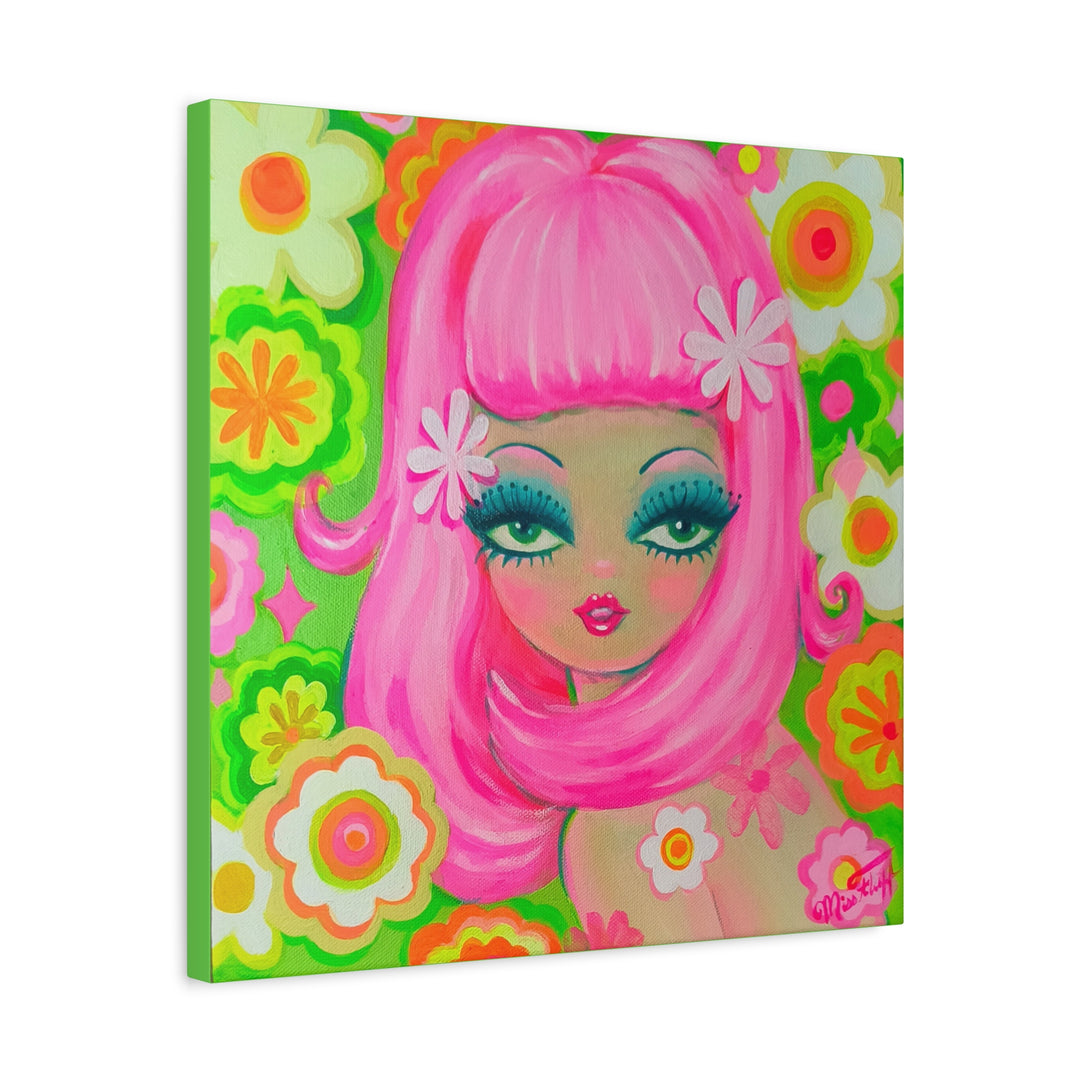 Beauté Mod Girl with Pink Hair • Canvas Gallery Wrap
