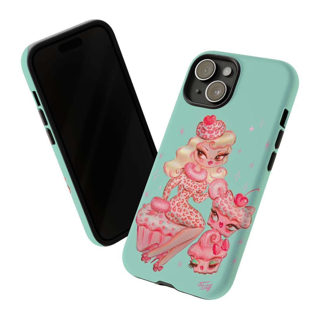 Leopard and Pink Cupcake Girl • Tough Phone Case