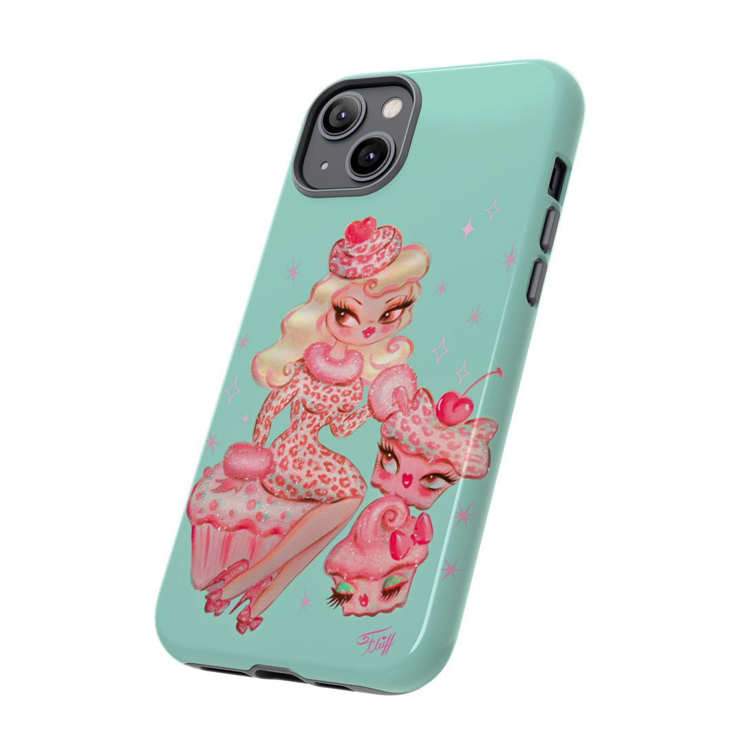 Leopard and Pink Cupcake Girl • Tough Phone Case