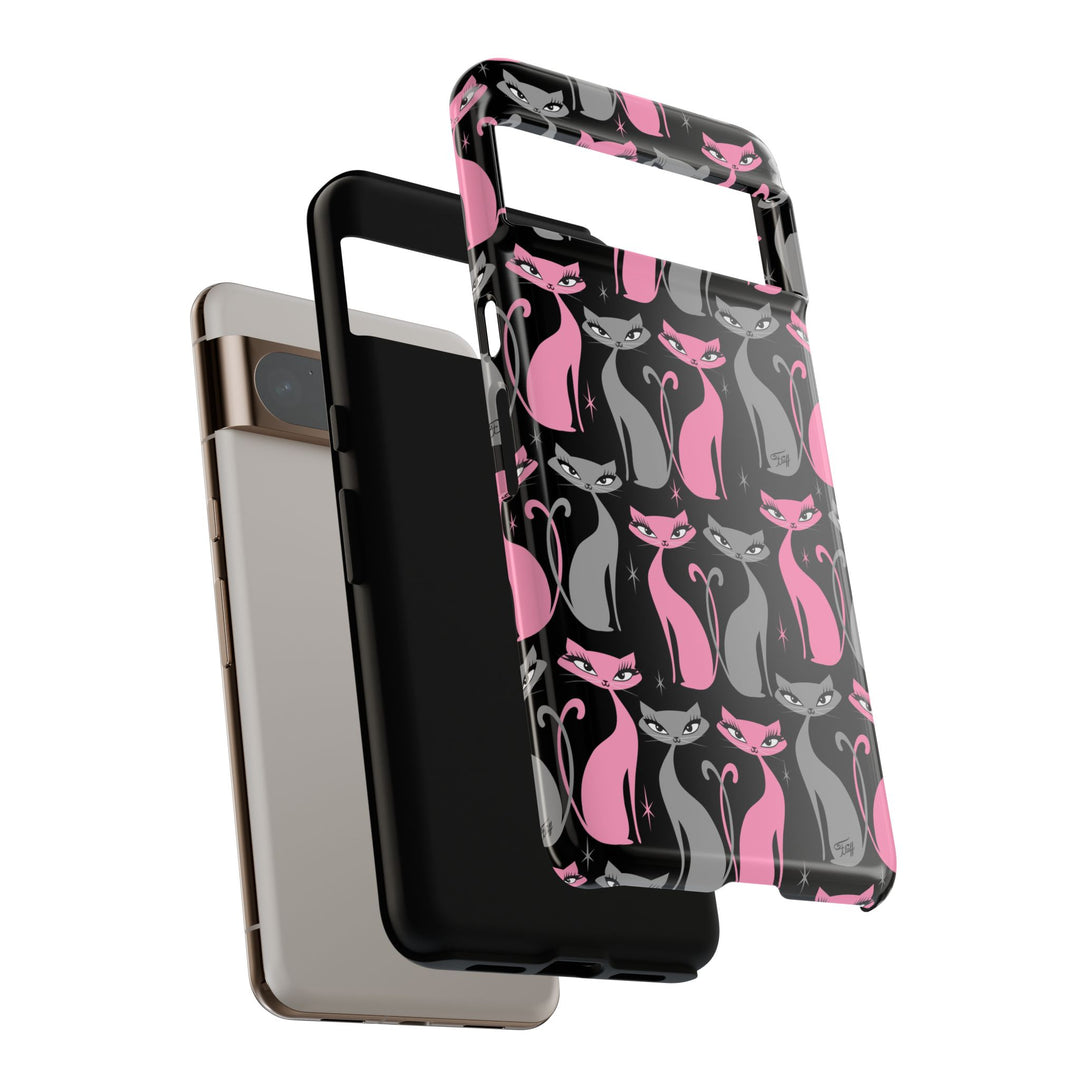 Mod Love Cats on Black • Tough Phone Case