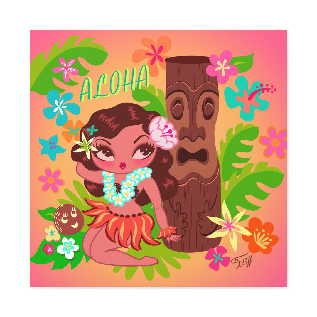 Hula Cutie with Tiki • Canvas Gallery Wrap